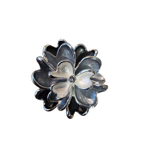Coronet Flower Magnetic Brooch Silver White NWT Boutique Jewelry Gift